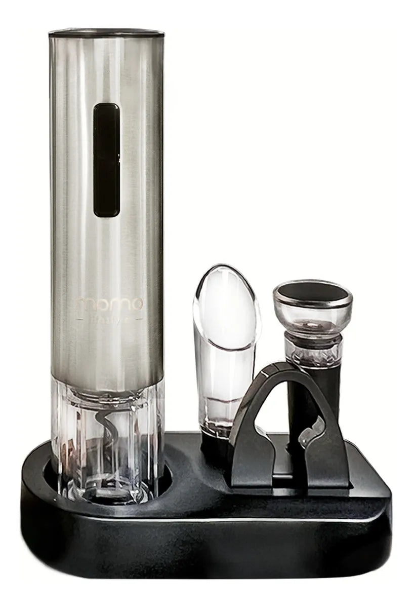 Kit Abridor De Vinho Elétrico Automático Momo Lifestyle Cor Prateado