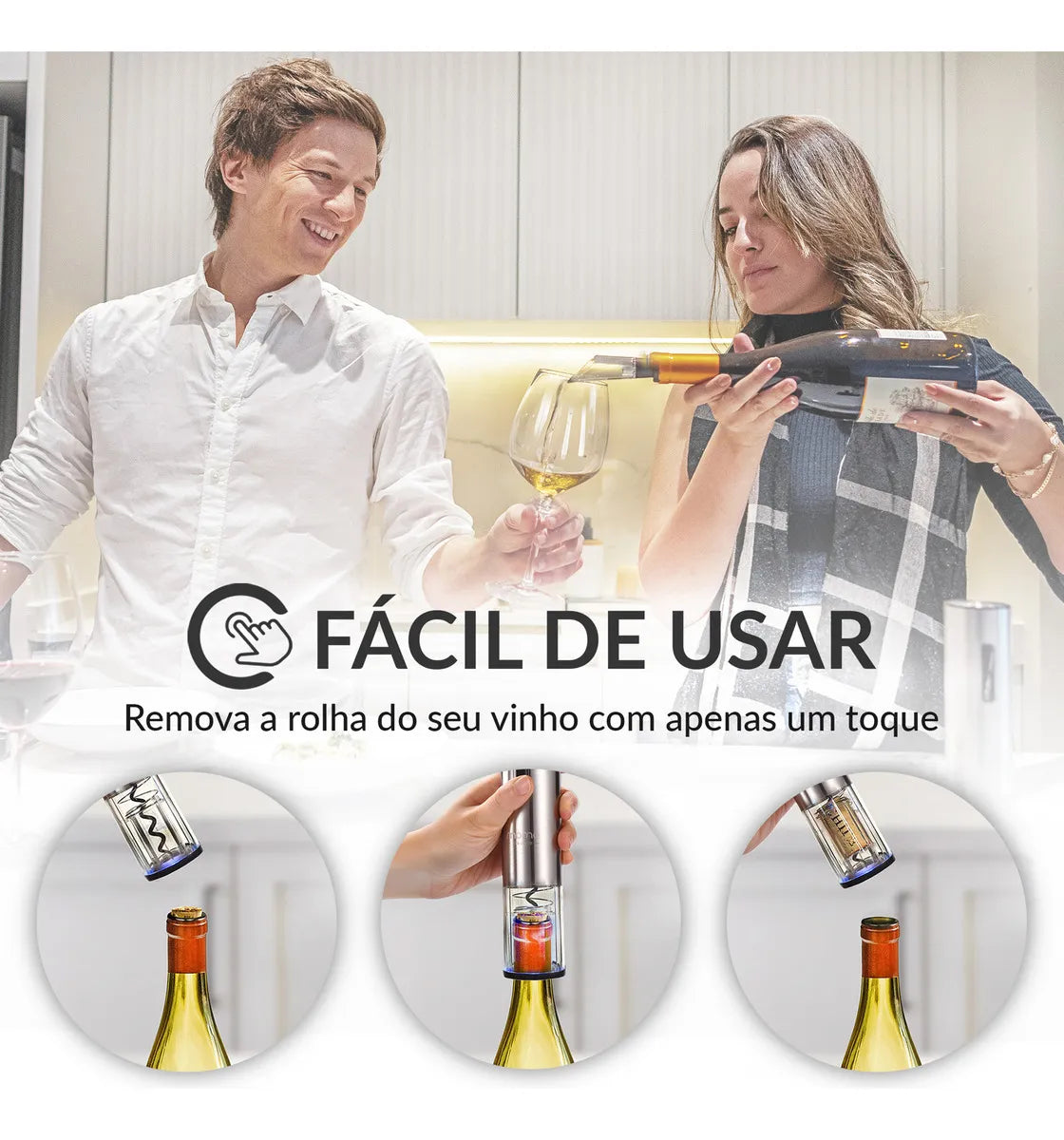 Kit Abridor De Vinho Elétrico Automático Momo Lifestyle Cor Prateado