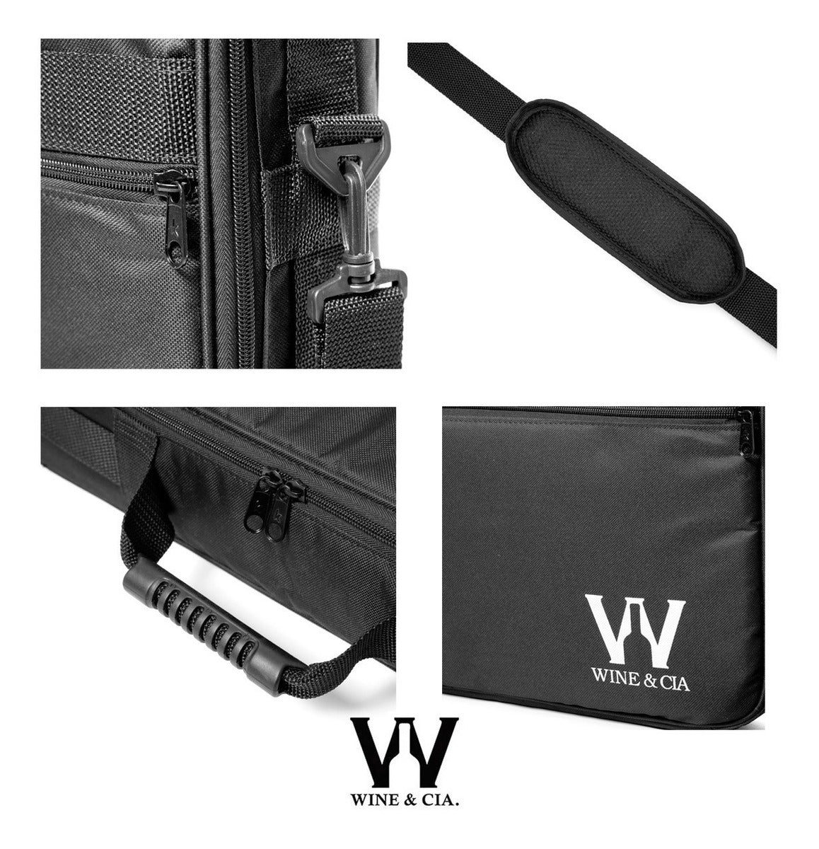 Espuma protetora de vinhos com bolsa tiracolo mala de transporte – 6 garrafas